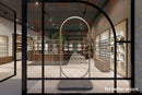 Monza B | Linea di prodotti Arcades | Mobile da vetrina con scaffali di vetro