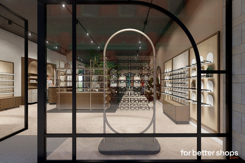 Monza B | Arcades | Ausstellungsmöbel mit Glasregalen 
